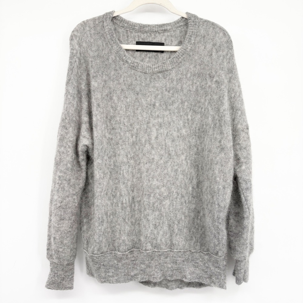 By Malene Birger Women Gray Mohair Wool Biagio Minimalist Fuzzy Sweater Size M